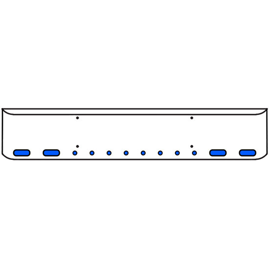 22 Inch Chrome Texas Rolled End Bumper Kit With Bolt Holes And 4 Oval-8 Round 2 Inch Amber-Blue Dual Revolution Lights For Western Star 4900Sf 2008 - Current