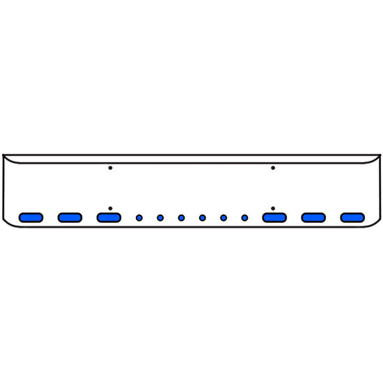 22 Inch Chrome Texas Rolled End Bumper Kit With Bolt Holes And 6 Oval-6 Round 2 Inch Amber-Blue Dual Revolution Lights For Western Star 4900Sf 2008 - Current