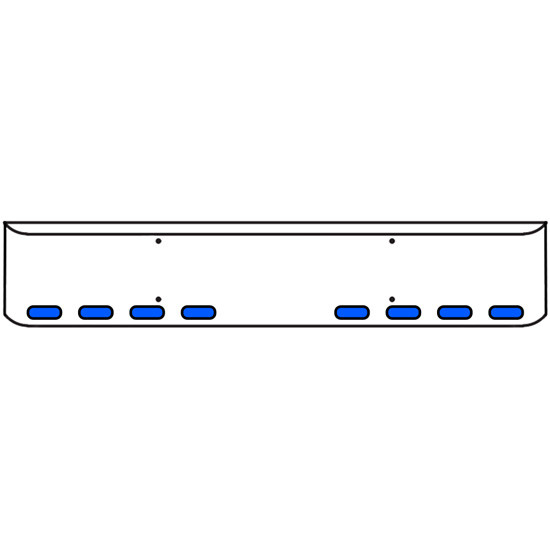 22 Inch Chrome Texas Rolled End Bumper Kit With Bolt Holes And 8 Oval Amber-Blue Dual Revolution Lights For Western Star 4900Sf 2008 - Current