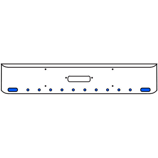 18 Inch Chrome Texas Rolled End Bumper Kit With Center Tow Hole And 2 Oval-10 Round 2 Inch Amber-Blue Dual Revolution Lights With Visors For Western Star 4900Sf 2008 - Current
