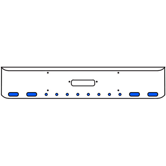 20 Inch Chrome Texas Rolled End Bumper Kit With Center Tow Hole And 4 Oval-8 Round 2 Inch Amber-Blue Dual Revolution Lights With Visors For Western Star 4900Sf 2008 - Current
