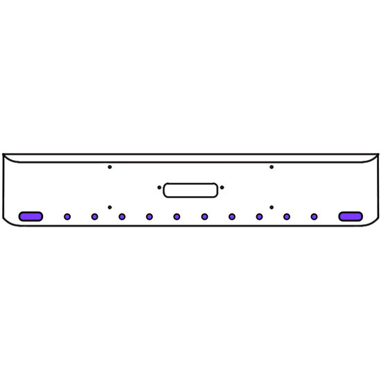 22 Inch Chrome Texas Rolled End Bumper Kit With Center Tow Hole And 2 Oval-10 Round 2 Inch Amber-Purple Dual Revolution Lights With Visors For Western Star 4900Sf 2008 - Current