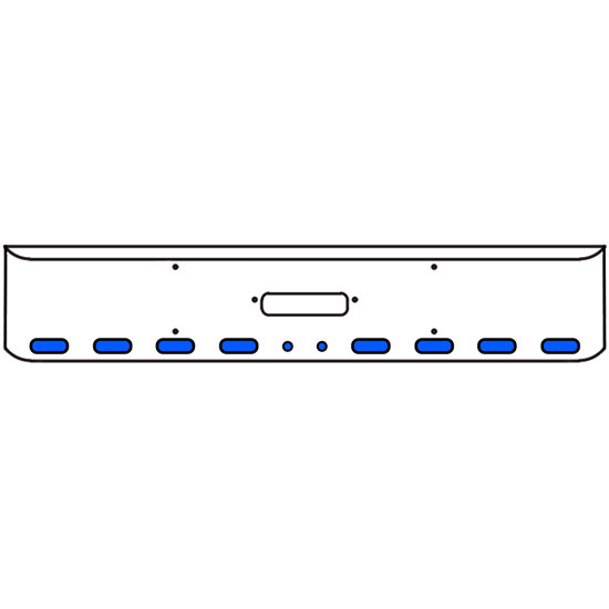 22 Inch Chrome Texas Rolled End Bumper Kit With Center Tow Hole And 8 Oval-2 Round 2 Inch Amber-Blue Dual Revolution Lights With Visors For Western Star 4900Sf 2008 - Current