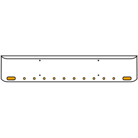 18 Inch Chrome Texas Rolled End Bumper Kit With Bolt Holes And 2 Oval-10 Round 2 Inch Amber Mirage Lights With Visors For Western Star 4700Sf 2013 - Current