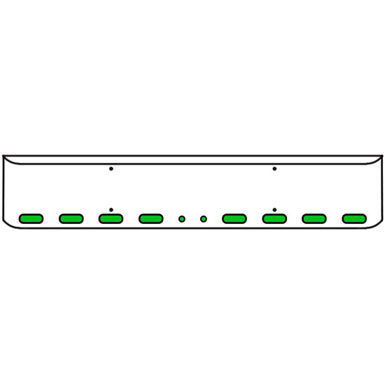 18 Inch Chrome Texas Rolled End Bumper Kit With Bolt Holes And 8 Oval-2 Round 2 Inch Amber-Green Dual Revolution Lights For Western Star 4700Sf 2013 - Current
