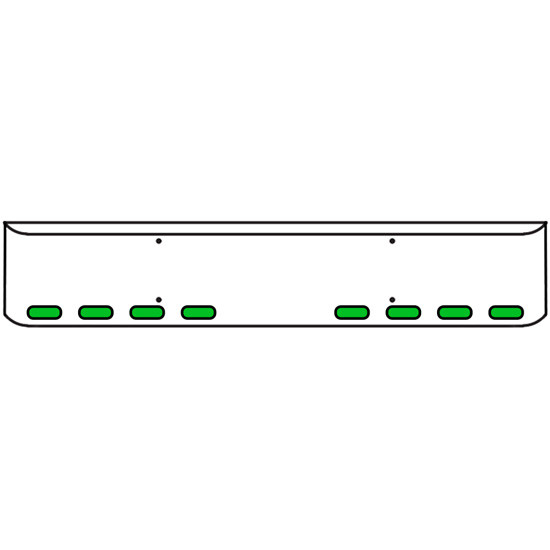 20 Inch Chrome Texas Rolled End Bumper Kit With Mount Holes And 8 Oval Amber-Green Dual Revolution Lights With Visors For Western Star 4700 Sf 2013 - Current