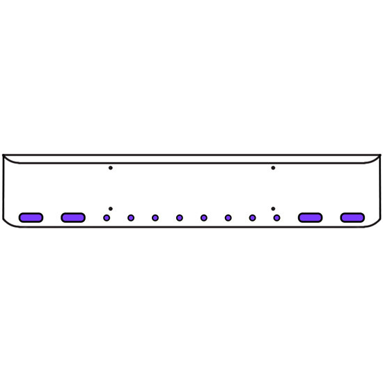 20 Inch Chrome Texas Rolled End Bumper Kit With Mount Holes And 4 Oval-8 Rnd 2 Inch Amber-Purple Dual Revolution Lights For Western Star 4700 Sf 2013 - Current