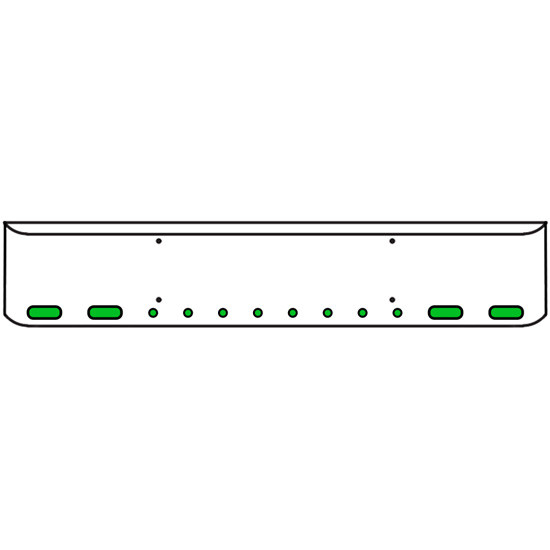20 Inch Chrome Texas Rolled End Bumper Kit With Mount Holes And 4 Oval-8 Rnd 2 Inch Amber-Green Dual Revolution Lights For Western Star 4700 Sf 2013 - Current