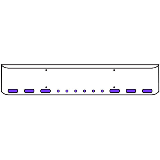 20 Inch Chrome Texas Rolled End Bumper Kit With Mount Holes And 6 Oval-6 Rnd 2 Inch Amber-Purple Dual Revolution Lights With Visors For Western Star 4700 Sf 2013 - Current