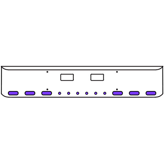 18 Inch Chrome Texas Rolled End Bumper Kit With Step Holes And 6 Oval-6 Round 2 Inch Amber-Purple Dual Revolution Lights With Visors For Western Star 4700Sf 2013 - Current