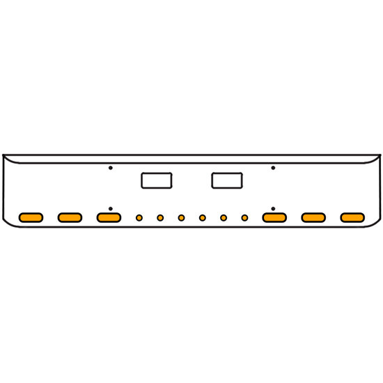 18 Inch Chrome Texas Rolled End Bumper Kit With Step Holes And 6 Oval-6 Round 2 Inch Amber Mirage Lights With Visors For Western Star 4700Sf 2013 - Current