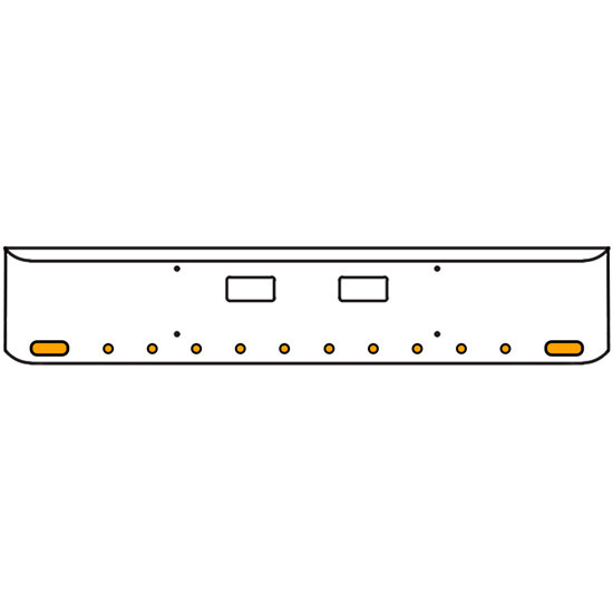 18 Inch Chrome Texas Rolled End Bumper Kit With Step Holes And 2 Oval-10 Round 2 Inch Amber-Clear Chrome Lights With Visors For Western Star 4700Sf 2013 - Current