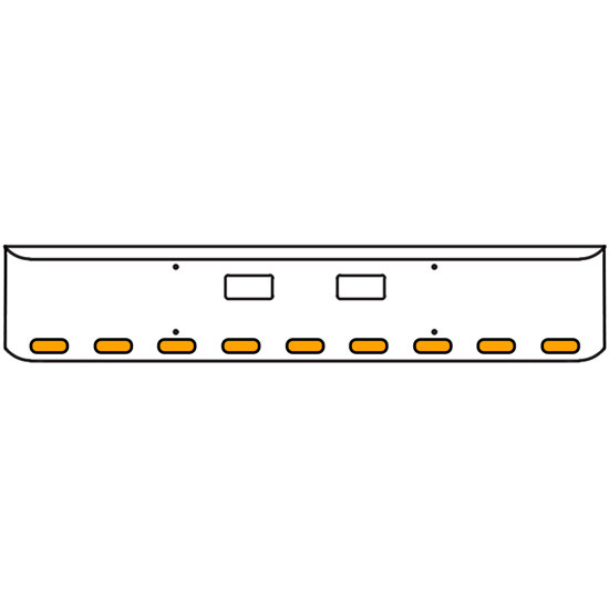 18 Inch Chrome Texas Rolled End Bumper Kit With Step Holes And 9 Oval Amber-Clear Mirrored Lights With Visors For Western Star 4700Sf 2013 - Current