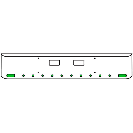 20 Inch Chrome Texas Rolled End Bumper Kit With Step Holes And 2 Oval-10 Rnd 2 Inch Amber-Green Dual Revolution Lights With Visors For Western Star 4700 Sf 2013 - Current