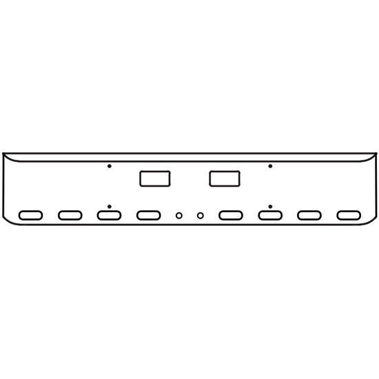 22 Inch Chrome Texas Rolled End Bumper With Step, 8 Oval And 2 - 2 Inch Round Light Holes For Western Star 4700Sf