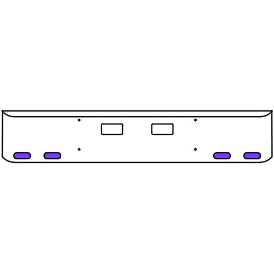 22 Inch Chrome Texas Rolled End Bumper Kit With Step Holes And 4 Oval Amber-Purple Dual Revolution Lights With Visors For Western Star 4700Sf 2013 - Current