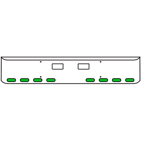 22 Inch Chrome Texas Rolled End Bumper Kit With Step Holes And 8 Oval Amber-Green Dual Revolution Lights For Western Star 4700Sf 2013 - Current