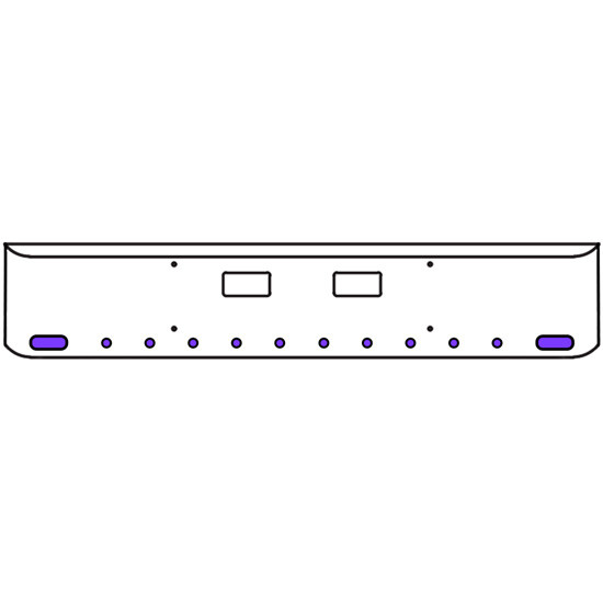 22 Inch Chrome Texas Rolled End Bumper Kit With Step Holes And 2 Oval-10 Round 2 Inch Amber-Purple Dual Revolution Lights For Western Star 4700Sf 2013 - Current