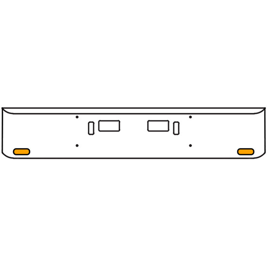 18 Inch Chrome Texas Rolled End Bumper Kit With Step And Tow Holes And 2 Oval Amber-Clear Chrome Lights With Visors For Western Star 4700Sf 2013 - Current