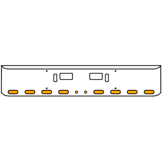 18 Inch Chrome Texas Rolled End Bumper Kit With Step And Tow Holes And 8 Oval-2 Round 2 Inch Amber-Clear Chrome Lights With Visors For Western Star 4700Sf 2013 - Current