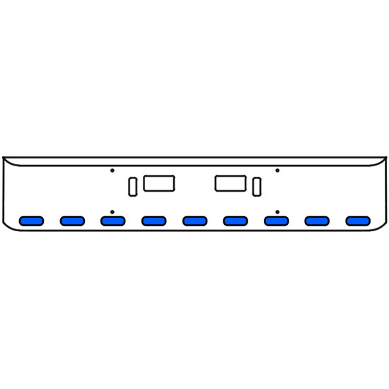 18 Inch Chrome Texas Rolled End Bumper Kit With Step And Tow Holes And 9 Oval Amber-Blue Dual Revolution Lights For Western Star 4700Sf 2013 - Current