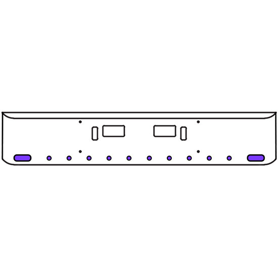 20 Inch Chrome Texas Rolled End Bumper Kit With Step And Tow Holes And 2 Oval-10 Rnd 2 Inch Amber-Purple Dual Revolution Lights For Western Star 4700 Sf 2013 - Current