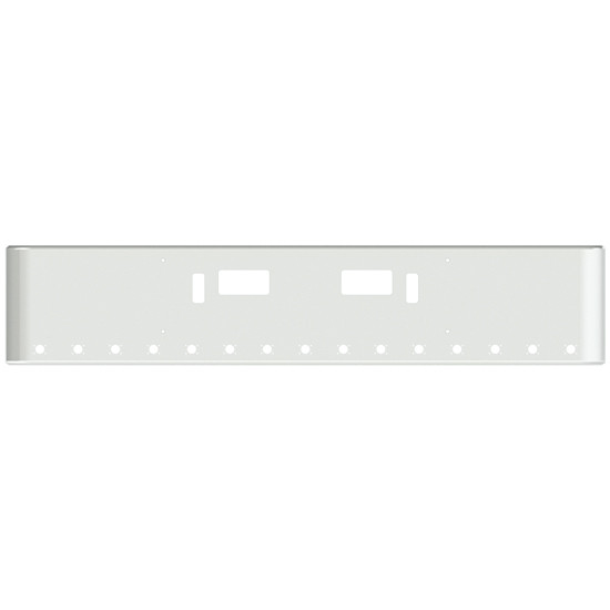 18 Inch Chrome Steel Texas Square Rolled End Bumper With Mounting, Standard Step And Tow/Hitch Holes 15 M3 Or P3 Light Holes For Western Star 4700Sf 2013 And Newer