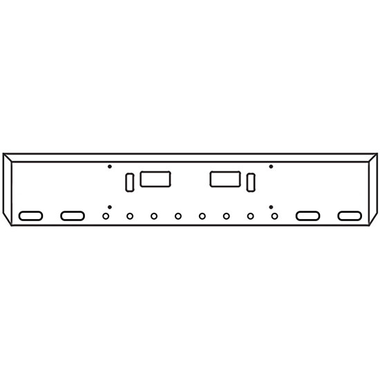 22 Inch Chrome Texas Mitered End Bumper With Tow, Step, 4 Oval And 8 - 2 Inch Round Light Holes