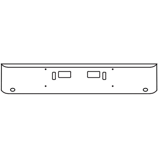 20 Inch Chrome Steel Texas Square Bumper With Mounting, Standard Step And Tow/Hitch Holes 2 M3 Or P3 Light Holes For Western Star 4700Sf 2013 And Newer