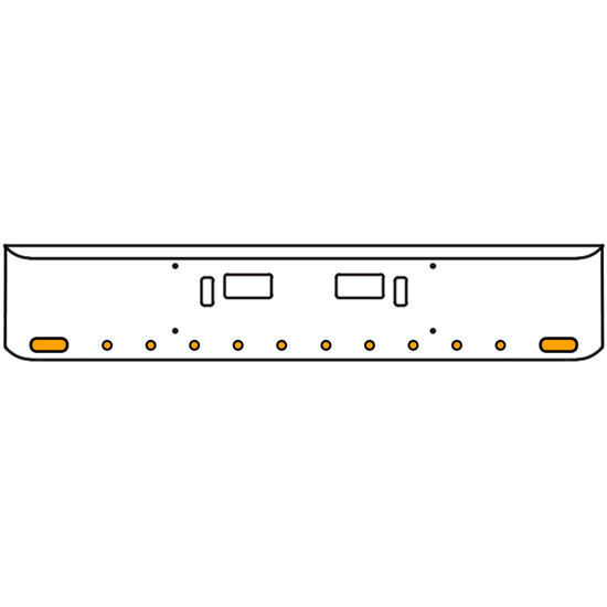 20 Inch Chrome Texas Rolled End Bumper Kit With Step And Tow Holes And 2 Oval-10 Rnd 2 Inch Amber Mirage Lights With Visors For Western Star 4700 Sf 2013 - Current
