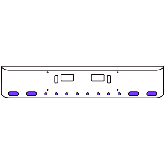 20 Inch Chrome Texas Rolled End Bumper Kit With Step And Tow Holes And 4 Oval-8 Rnd 2 Inch Amber-Purple Dual Revolution Lights With Visors For Western Star 4700 Sf 2013 - Current