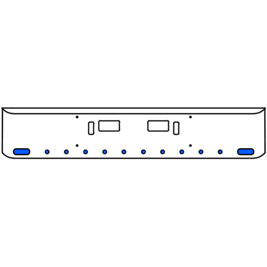 22 Inch Chrome Texas Rolled End Bumper Kit With Step And Tow Holes And 2 Oval-10 Round 2 Inch Amber-Blue Dual Revolution Lights With Visors For Western Star 4700Sf 2013 - Current