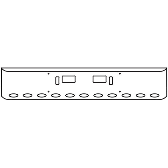 20 Inch Chrome Steel Texas Square Bumper With Mounting, Standard Step And Tow/Hitch Holes 11 M1 Millennium Light Holes For Western Star 4700Sf 2013 And Newer