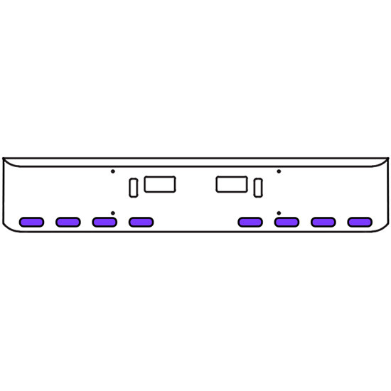 20 Inch Chrome Texas Rolled End Bumper Kit With Step And Tow Holes And 8 Oval Amber-Purple Dual Revolution Lights With Visors For Western Star 4700 Sf 2013 - Current