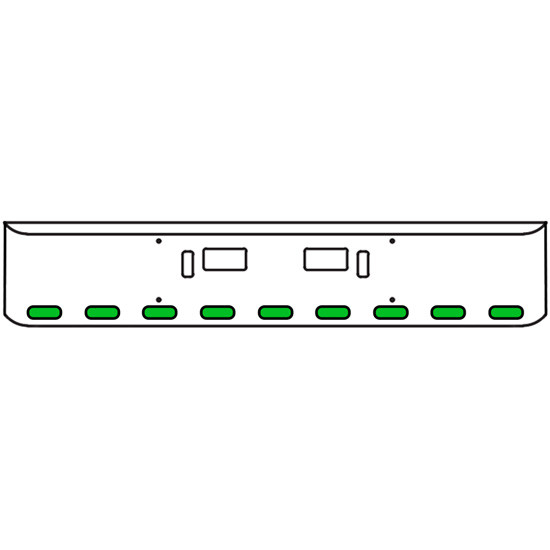 20 Inch Chrome Texas Rolled End Bumper Kit With Step And Tow Holes And 9 Oval Amber-Green Dual Revolution Lights For Western Star 4700 Sf 2013 - Current