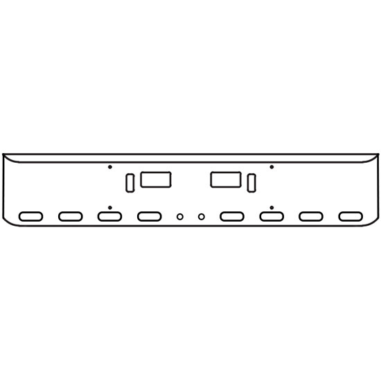 22 Inch Chrome Texas Rolled End Bumper With Tow, Step, 8 Oval And 2 - 2 Inch Round Light Holes For Western Star 4700Sf