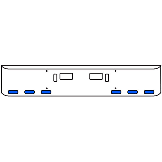 22 Inch Chrome Texas Rolled End Bumper Kit With Step And Tow Holes And 6 Oval Amber-Blue Dual Revolution Lights With Visors For Western Star 4700Sf 2013 - Current