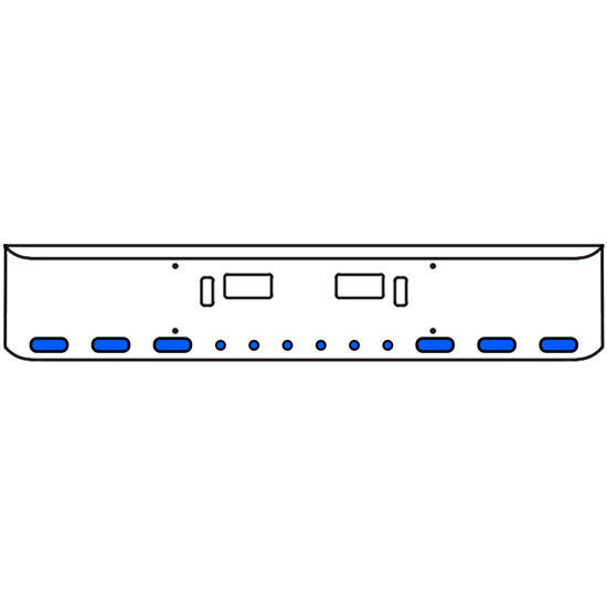 20 Inch Chrome Texas Rolled End Bumper Kit With Step And Tow Holes And 6 Oval-6 Rnd 2 Inch Amber-Blue Dual Revolution Lights With Visors For Western Star 4700 Sf 2013 - Current