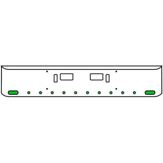 22 Inch Chrome Texas Rolled End Bumper Kit With Step And Tow Holes And 2 Oval-10 Round 2 Inch Amber-Green Dual Revolution Lights For Western Star 4700Sf 2013 - Current