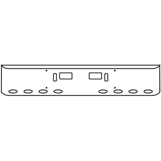 20 Inch Chrome Steel Texas Square Bumper With Mounting, Standard Step And Tow/Hitch Holes 11 M1 Millennium Light Holes For Western Star 4700Sf 2013 And Newer