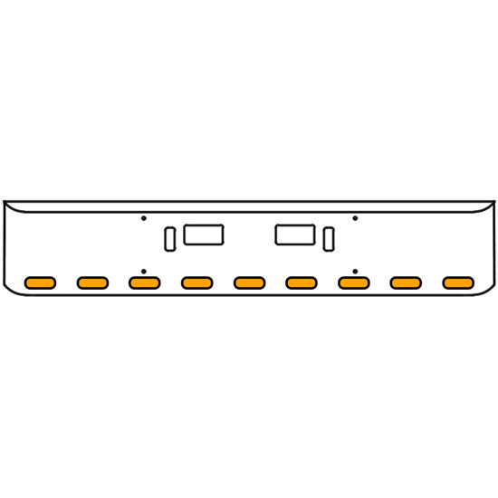 22 Inch Chrome Texas Rolled End Bumper Kit With Step And Tow Holes And 9 Oval Amber-Clear Mirrored Lights With Visors For Western Star 4700Sf 2013 - Current