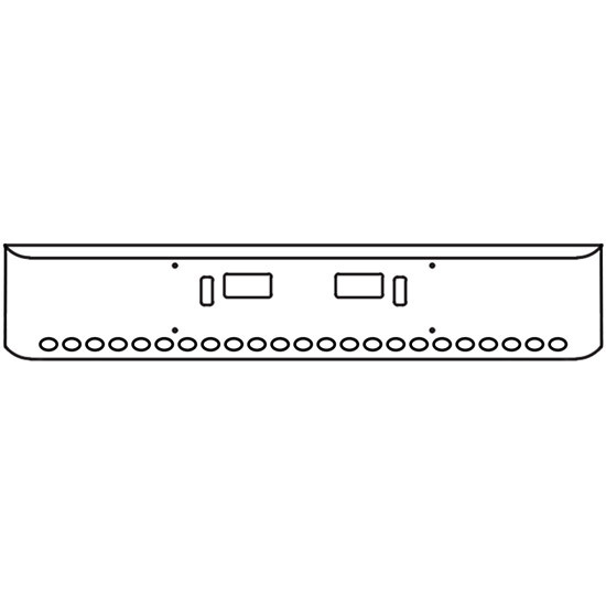 22 Inch Chrome Steel Texas Square Bumper With Mounting, Standard Step And Tow/Hitch Holes 23 M3 Or P3 Light Holes For Western Star 4700Sf 2013 And Newer