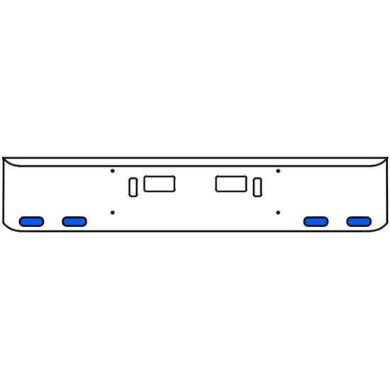 22 Inch Chrome Texas Rolled End Bumper Kit With Step And Tow Holes And 4 Oval Amber-Blue Dual Revolution Lights For Western Star 4700Sf 2013 - Current