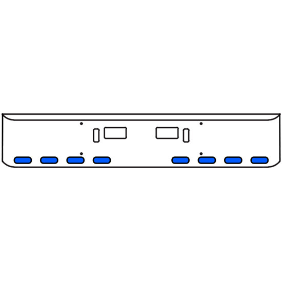 22 Inch Chrome Texas Rolled End Bumper Kit With Step And Tow Holes And 8 Oval Amber-Blue Dual Revolution Lights For Western Star 4700Sf 2013 - Current