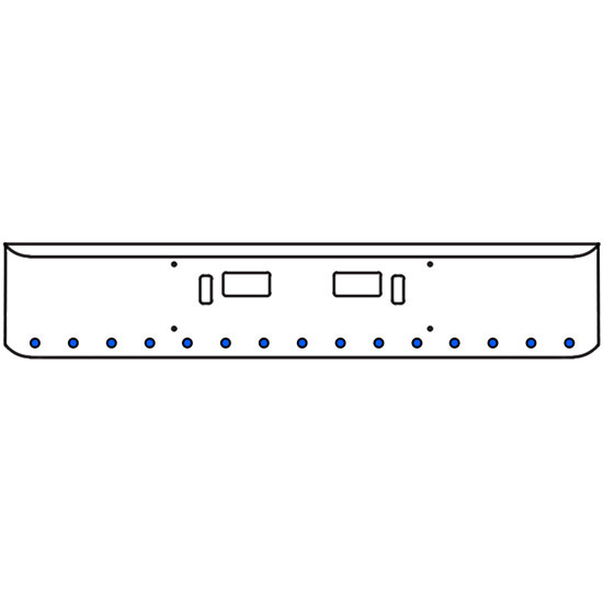 22 Inch Chrome Texas Rolled End Bumper Kit With Step And Tow Holes And 15 Round 2 Inch Amber-Blue Dual Revolution Lights For Western Star 4700Sf 2013 - Current