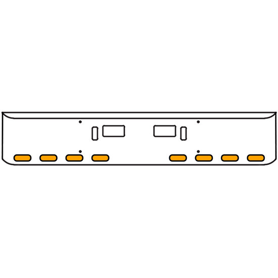 22 Inch Chrome Texas Rolled End Bumper Kit With Step And Tow Holes And 8 Oval Amber-Clear Mirage Lights With Visors For Western Star 4700Sf 2013 - Current