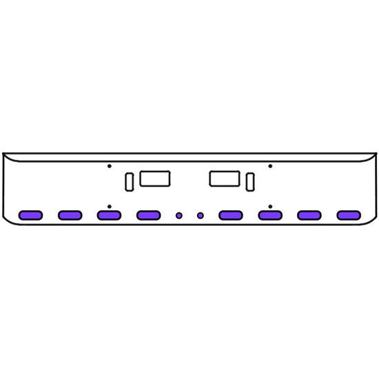 22 Inch Chrome Texas Rolled End Bumper Kit With Step And Tow Holes And 8 Oval-2 Round 2 Inch Amber-Purple Dual Revolution Lights For Western Star 4700Sf 2013 - Current