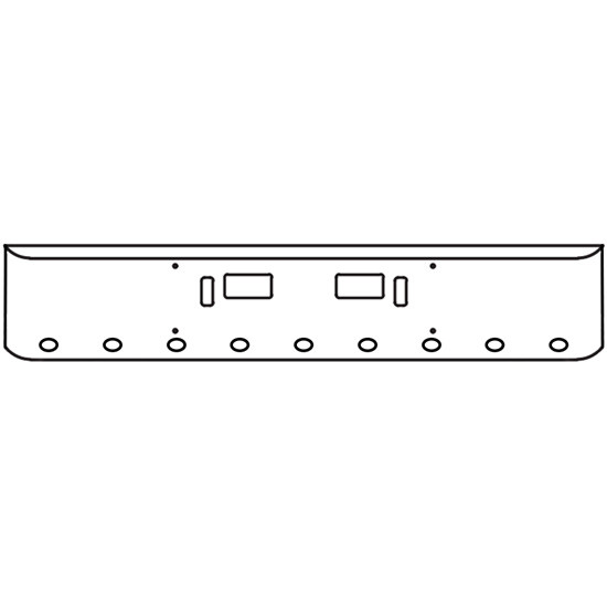 22 Inch Chrome Steel Texas Square Bumper With Mounting, Standard Step And Tow/Hitch Holes 9 M3 Or P3 Light Holes For Western Star 4700Sf 2013 And Newer