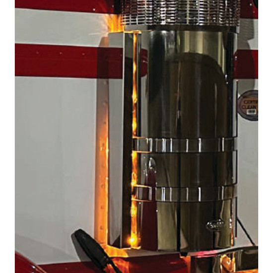 20 Inch Stainless Steel Rear Air Cleaner Light Panel W/ 12 Rnd 3/4 Inch Red- Red Downglow LEDs Fits Peterbilt 589