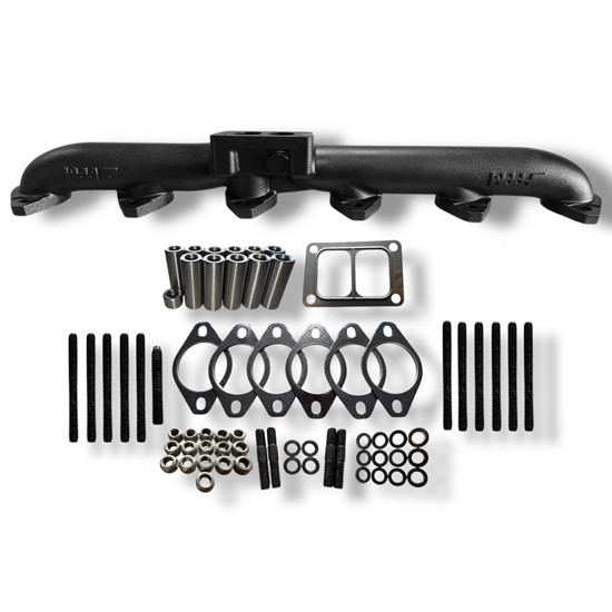 Ceramic Black Low Mount Turbo Exhaust Manifold- 1 Piece For Caterpillar 3406E/C15